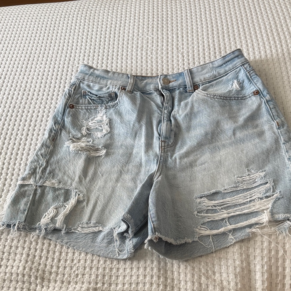 American Eagle Outfitters Light Blue Ripped Jean Shorts